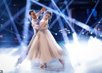Gorka Marquez dancing with Nikita Kanda in 2023... the former professional says he will still enjoy watching from the sidelines and hints he could one day return as a judge