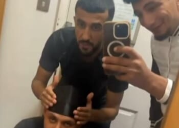 Karin Al-Danasurt (seated), Ibrahim Alshafe (holding the camera) and Abdulla Ahmadi gang-raped a vulnerable woman on Brighton beach in October last year