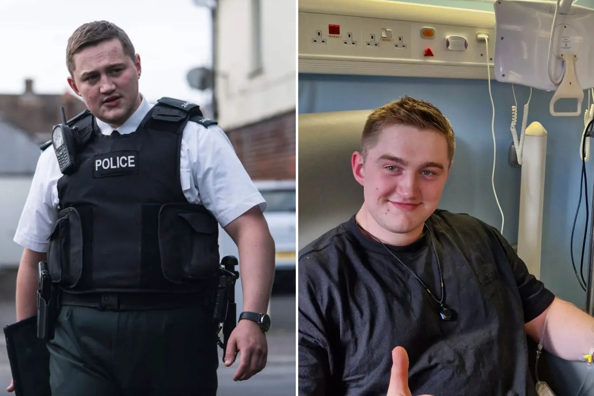 An image collage containing 2 images, Image 1 shows NINTCHDBPICT001063420216, Image 2 shows Hope Street star Finnian Garbutt, 28, has told how his cancer has 'progressed rapidly'