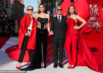 The cast of the Devil Wears Prada descended on London on Wednesday evening as they attended the European premiere for the hotly-anticipated sequel (L-R: Meryl Streep, Anne Hathaway, Stanley Tucci and Emily Blunt)