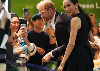 The Duke and Duchess of Sussex have been on a quasi-royal tour of Australia (pictured during a visit to the Royal Children's Hospital Melbourne)