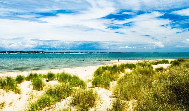 Studland Bay offers a quiet alternative to bustling beaches along the Jurassic Coast, with four miles of white and golden sand, protected waters and stretches of purple heathland