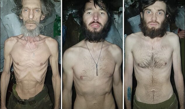 The men appeared emaciated, with prominent ribcages and thin arms, in images posted by one of their wives