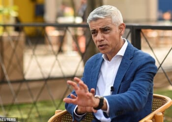 London Mayor Sir Sadiq Khan (pictured) called on British diplomats to help counter what he described as 'disinformation and lies' about the capital amplified by President Donald Trump