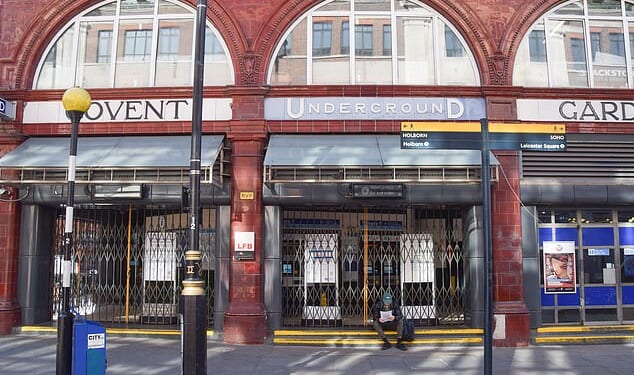 A shuttered Covent Garden Underground station this morning amid a walkout by Tube drivers