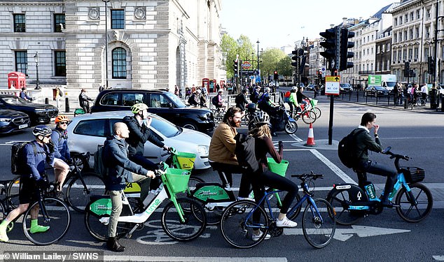 Commuters have taken to the roads on hire bikes in London today amid an ongoing strike by Tube drivers affiliated to the RMT union