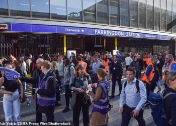 Passengers outside Farringdon station in Central London during the Tube strike last week