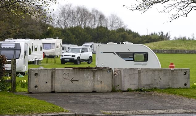 Travellers have occupied the Huly Hill site, which dates back to 2500 BC, despite residents erecting concrete blocks at the entrance