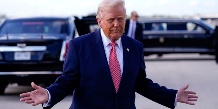 President Donald Trump, seen speaking to the media Friday, attended oral arguments before the U.S. Supreme Court Wednesday.