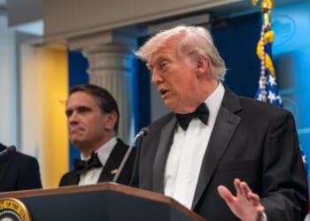 President Donald Trump speaks during a press conference in the Brady Briefing Room of the White House on April 25, 2026, in Washington, D.C.