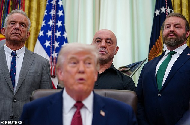 He discussed the latest with Iran at a press conference where he signed an executive order to speed up the process of using psychedelic drugs to treat veterans' PTSD, which he brought out Joe Rogan for, as he introduced him to the topic