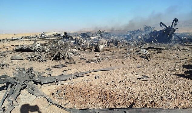 The C-130 transport planes were seen completely destroyed on the remote airfield inside Iran