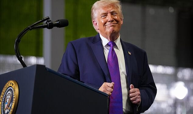 Donald Trump, pictured above on March 11, reportedly posted bizarre rants on social media in an effort to appear 'unstable' to motivate Iran to negotiate