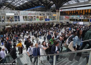 Passengers at Liverpool Street station in London during an RMT strike on September 10, 2025