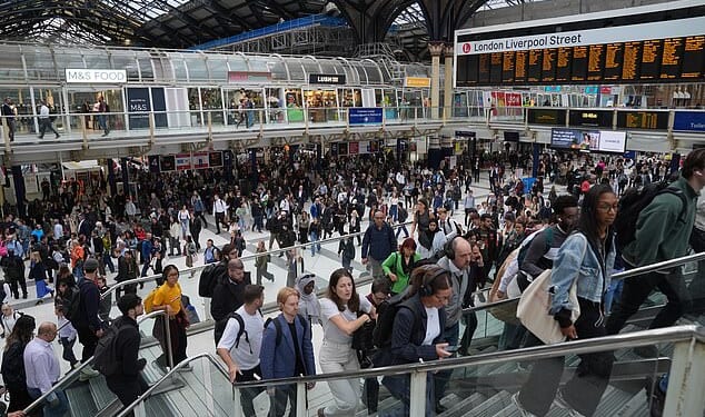 Passengers at Liverpool Street station in London during an RMT strike on September 10, 2025