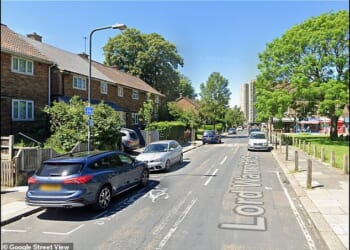 Lord Warwick Street in Woolwich, where 14-year-old Eghosa Ogbebor was fatally shot on Thursday