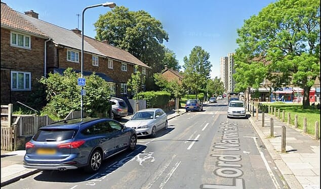 Lord Warwick Street in Woolwich, where 14-year-old Eghosa Ogbebor was fatally shot on Thursday