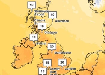Forecasters are predicting strong sunshine and highs of 20C across the country on Thursday, with the warm weather set to stretch into the weekend