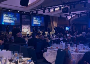 A screen grab taken form a video filed by an AFP reporter showing the White House Correspondents' dinner after a shooting took place at the Washington Hilton in Washington, DC on April 25, 2026.