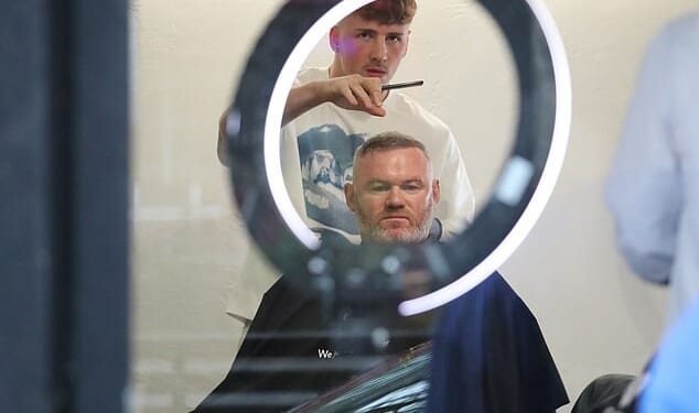 Wayne Rooney and lookalike son Kai headed to the barbers in Cheshire on Friday ahead of wife Coleen's lavish 40th birthday bash.