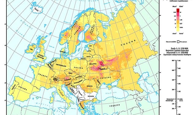 After the Chernobyl disaster, some 58,000 square miles of Belarus, Ukraine, and Russia were contaminated with over 100 different radioactive materials