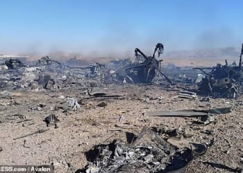 The site of a downed American transport plane and two helicopters reportedly involved in a rescue operation in Iran's Isfahan province earlier this month