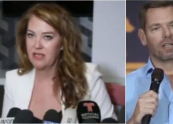 Lonna Drewes, left, gave a statement to the media Tuesday, alleging a violent sexual assault by Rep. Eric Swalwell.