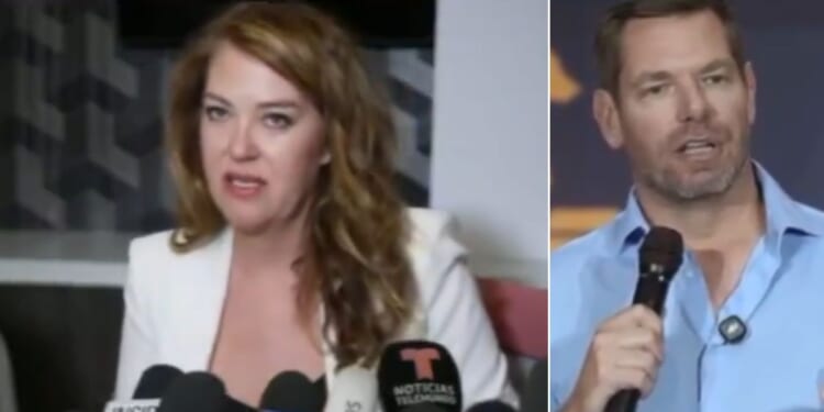 Lonna Drewes, left, gave a statement to the media Tuesday, alleging a violent sexual assault by Rep. Eric Swalwell.