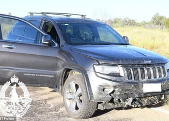 Police have appealed for information about the suspicious death of a woman near Barkly Homestead in the NT out. Pictured is the Jeep Cherokee she was travelling in