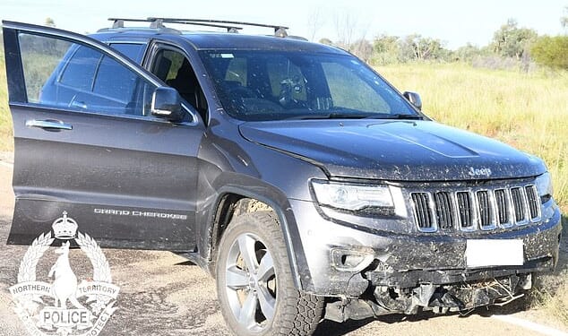Police have appealed for information about the suspicious death of a woman near Barkly Homestead in the NT out. Pictured is the Jeep Cherokee she was travelling in
