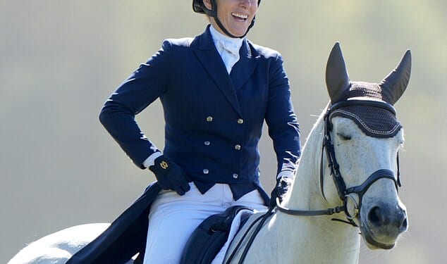 Zara Tindall was beaming this morning as she got back in the saddle to compete at an international horse trials