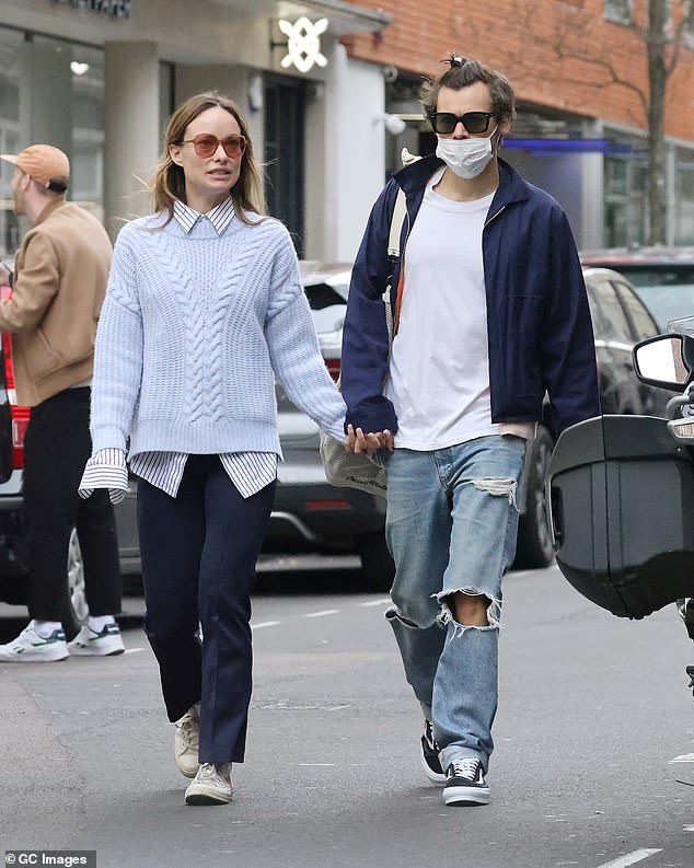 Wilde and Styles dated for nearly two years after meeting on the set of Wilde's second directorial feature, Don't Worry Darling, in late 2020 (pictured in March 2022)