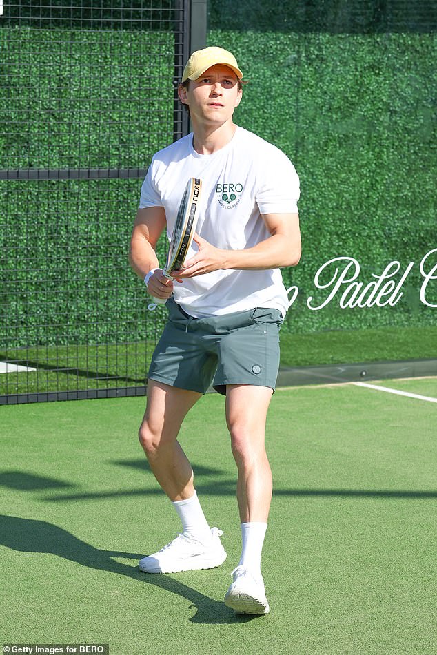 The 'newlyweds' enjoyed a day out at Pura Padel in Sherman Oaks, California, on Thursday for his beer brand BERO's Padel Classic competition