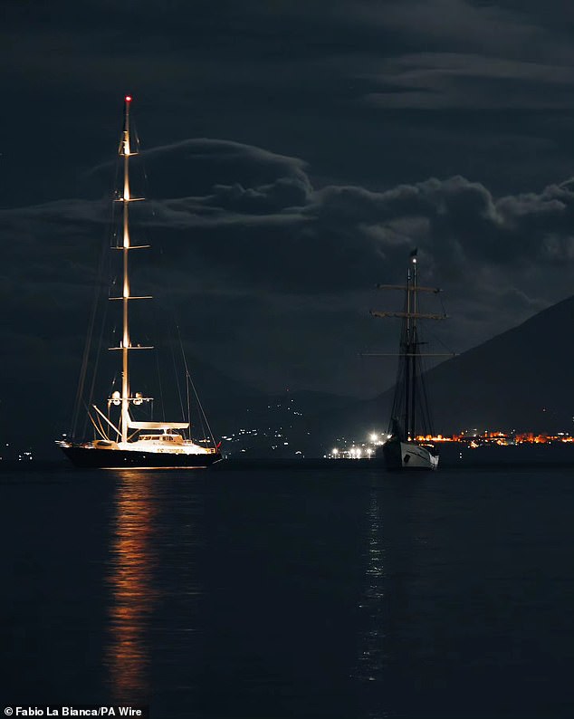 The Bayesian, pictured left, capsized and sank off the coast of Sicily after anchoring near Porticello to shelter from the forecast thunderstorm