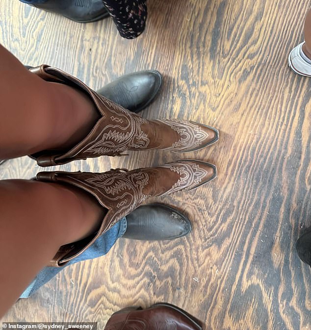 Also in Sweeney's photo mix was a picture of their country-style footwear