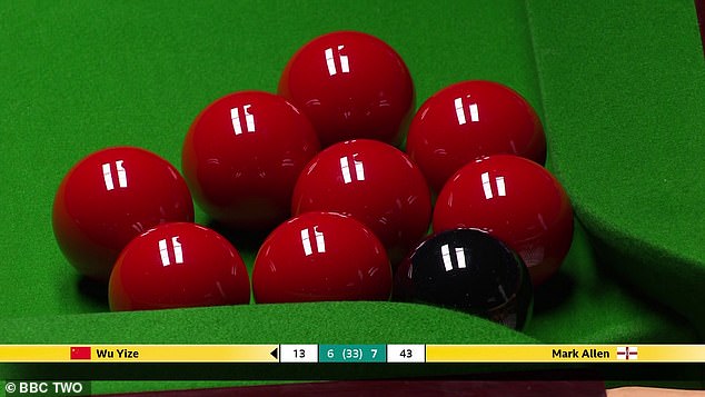 The players were locked in a series of safety shots as they refused to budge on a difficult situation of reds surrounding the black