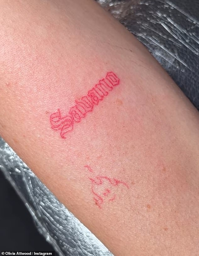 Earlier this week, Olivia said she was 'feeling romantic' as she got a name tattooed on her arm