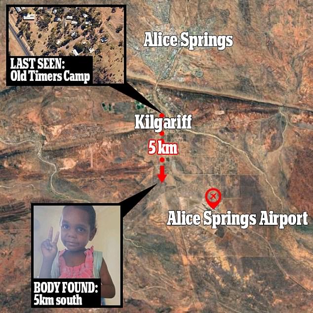 The little girl was last seen at the Old Timers camp on the outskirts of Alice Springs