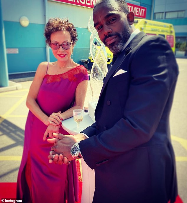 Since leaving Casualty in 2021, Amanda has been moving from acting into directing, including for an episode of the BBC TV series Waterloo Road. Pictured: Amanda, with Casualty co-star Charles Venn, who plays nurse Jacob Masters