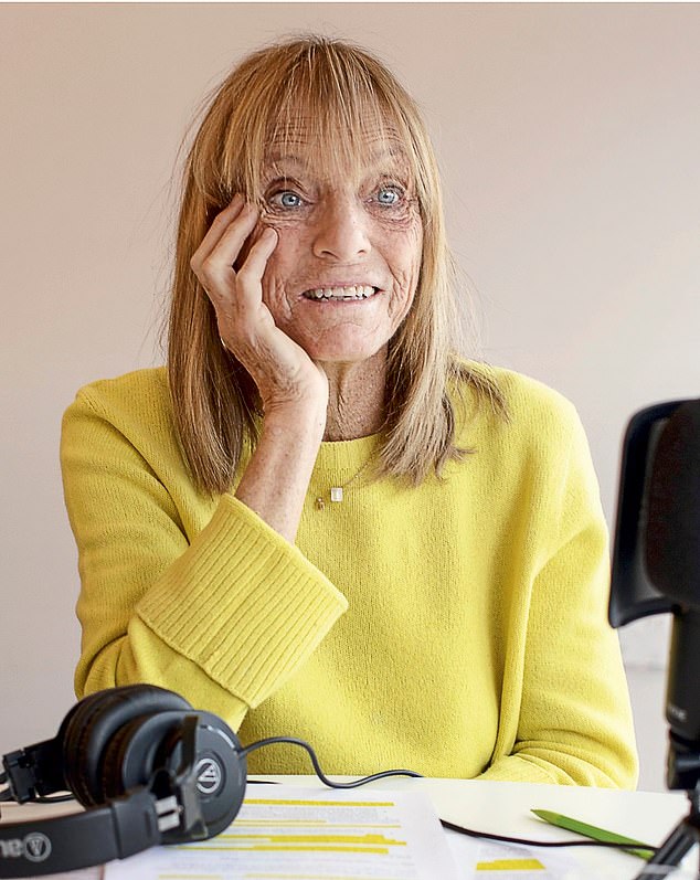 Ruthie recording her podcast