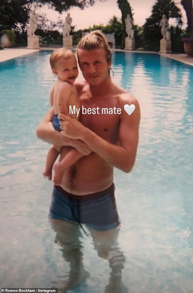 Romeo also took to Instagram with a sweet tribute as he shared two childhood snaps with his dad