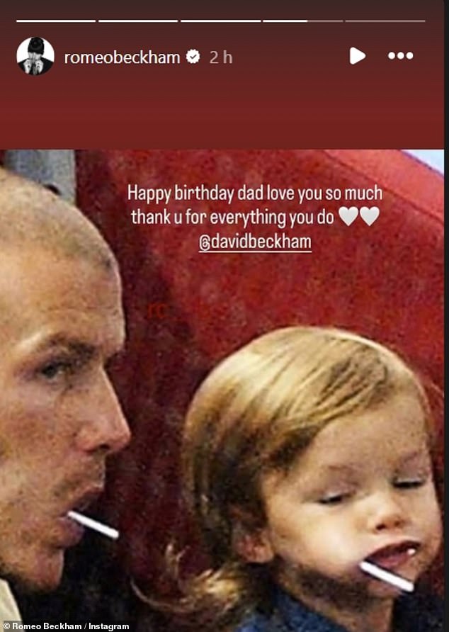 He penned: 'Happy birthday dad, love you so much, thank u for everything you do,' and 'My best mate'
