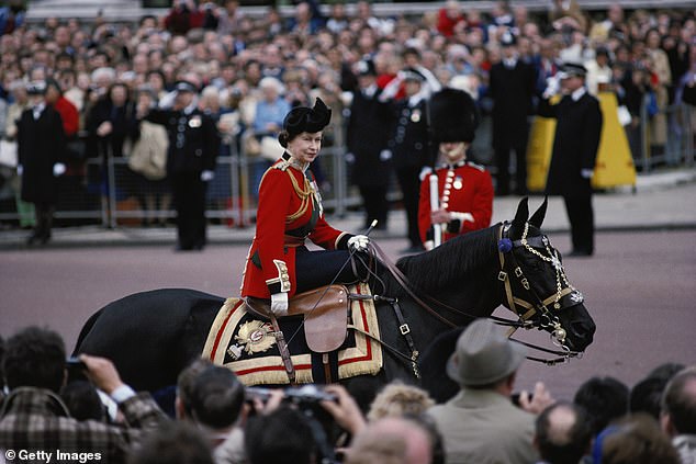Pictured during Trooping the Colour in 1979, Burmese was a gift from the Royal Canadian Mounted Police