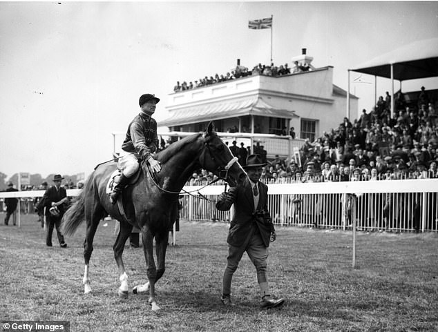 The chestnut stallion was bred by King George VI and won seven races, also finishing second in the Epsom Derby. Pictured after winning the Coronation Cup at Epsom
