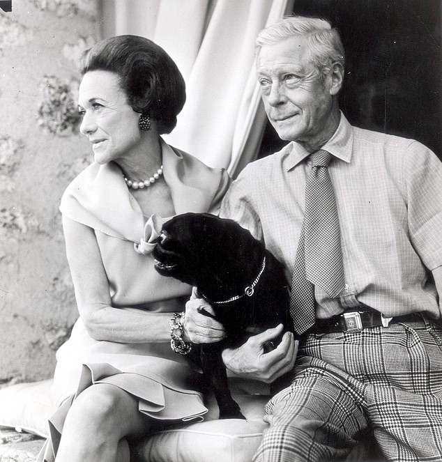 The Duke and Duchess with one of their pugs at their French country retreat, in 1966