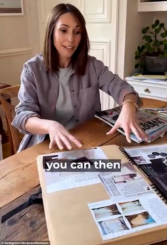 Alex (pictured) has also created a mood board to guide the interior design. 'I find the process of scrapbooking so handy as a starting point for a new project,' she explained