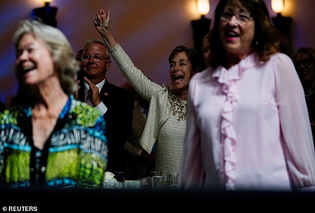 Trump ended his speech to a standing ovation