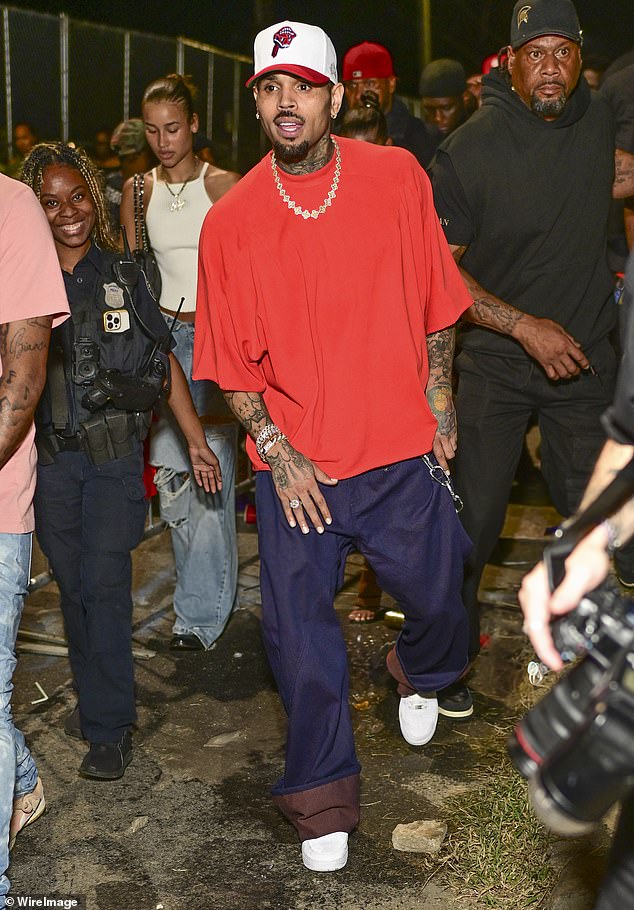 The incident comes just hours after it was reported Brown is attempting to block his ex-housekeeper Maria Avila from presenting certain evidence when they square off in court, court filings show; (pictured August)