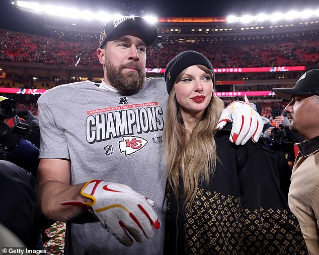 Antonella thinks Taylor Swift and Travis Kelce (pictured) will also walk the red carpet together in 'a huge power couple moment' wearing 'subtly coordinated Gucci looks'.