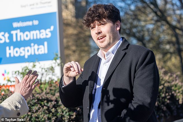 Doctors' union chief Dr Fletcher rallying a crowd of striking medics on the 15th walkout organised by the British Medical Association (BMA)